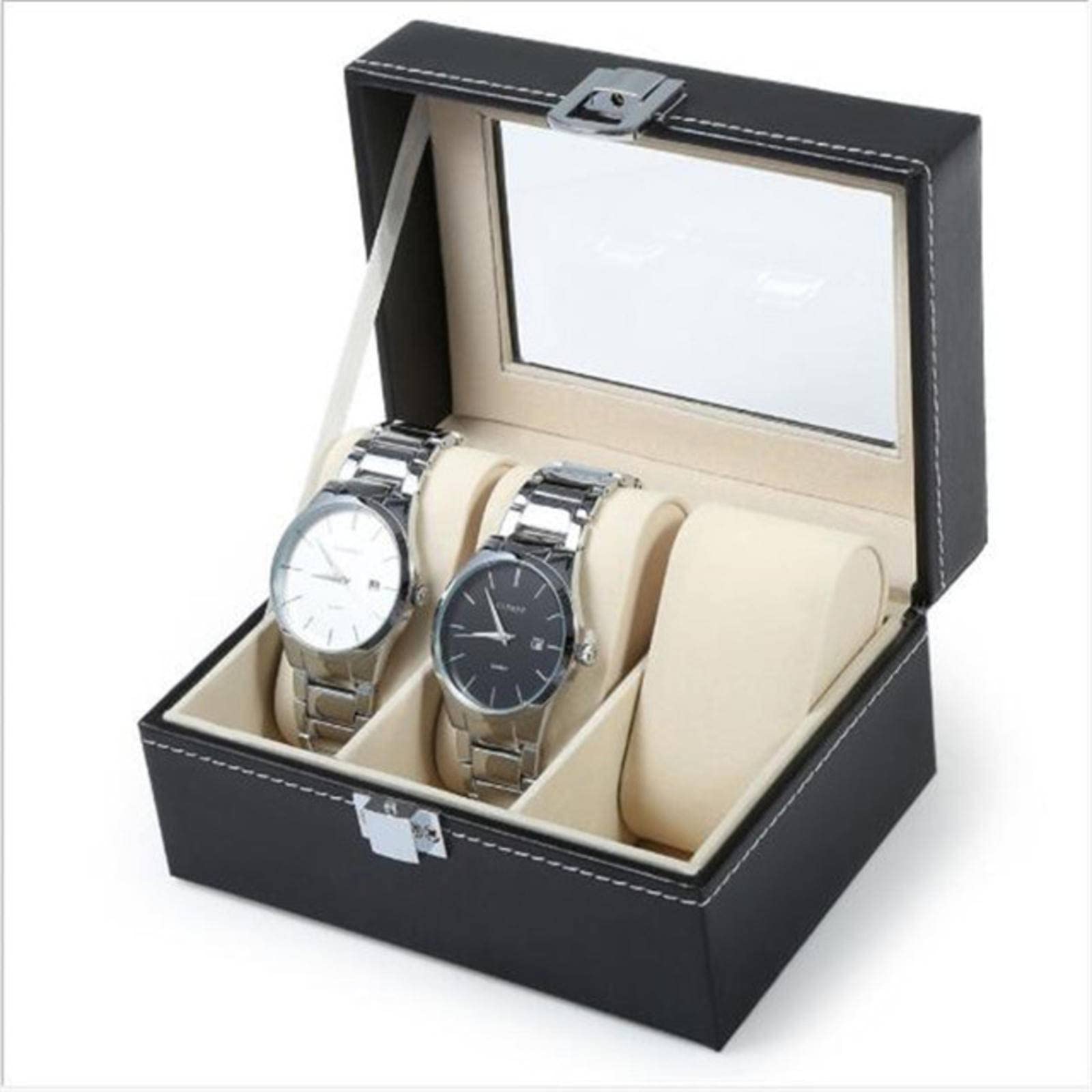Premium PU Leather Watch Box - 3/4/5/6/8 Grids Jewelry Organizer for Men | Perfect Gift for Watch Collectors