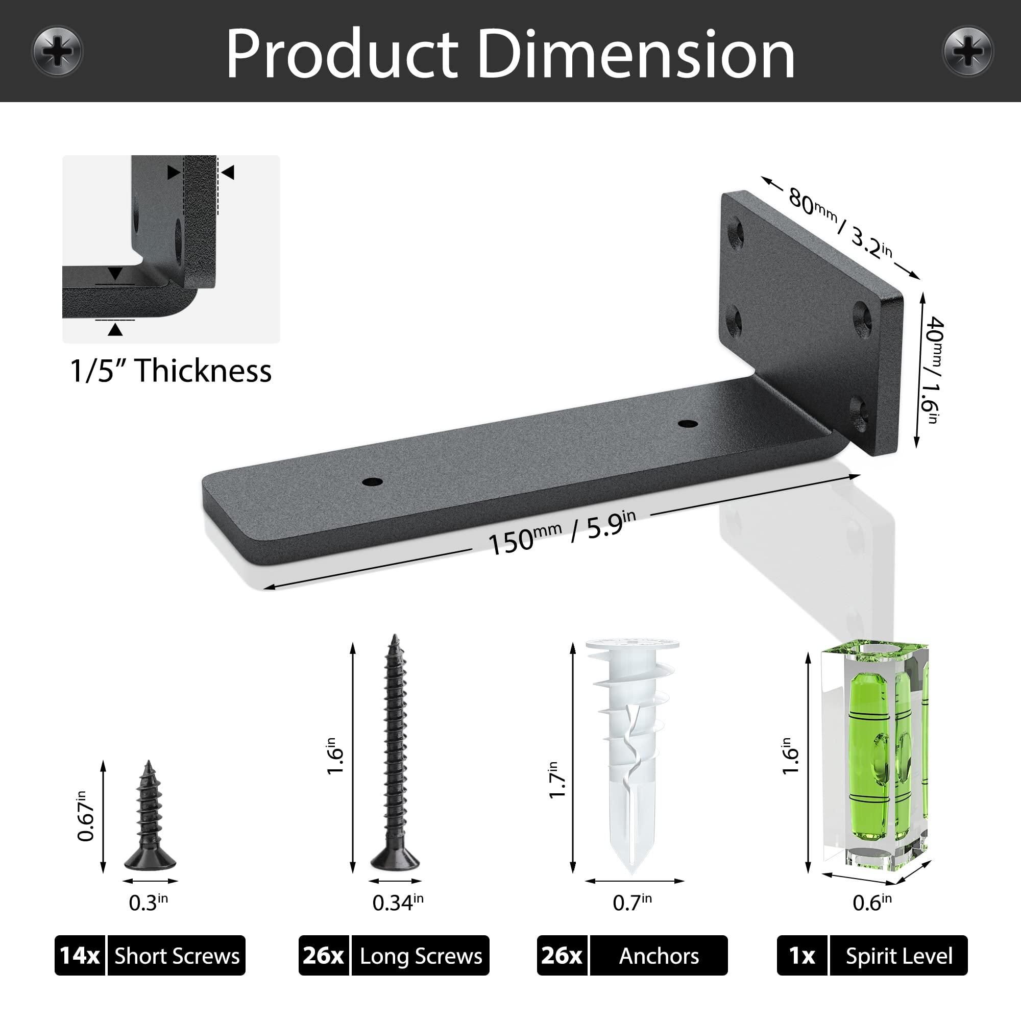 Heavy Duty 6 Inch Shelf Brackets (1/5