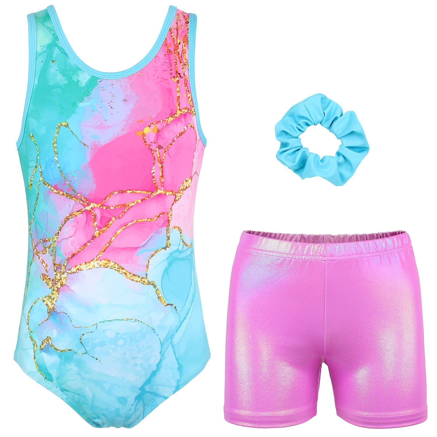 Sparkly Gymnastics Leotards for Girls with Attached Shorts - Ballet Dance Activewear for Competition & Practice | Perfect for Recital, Performance & Training