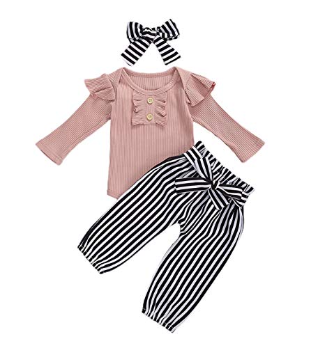 Knit Tops+striped Pants