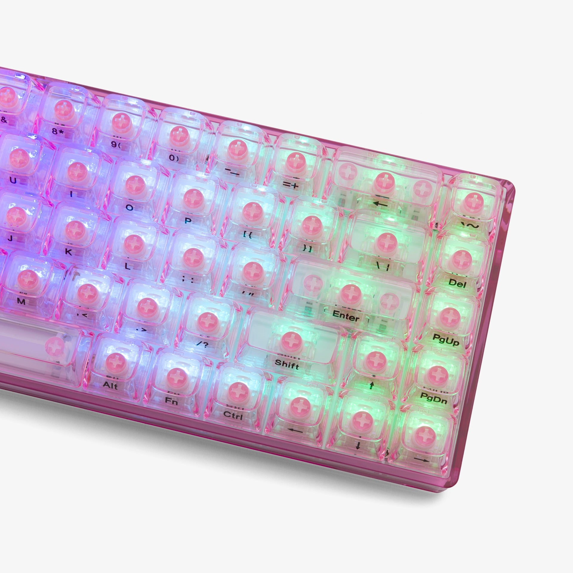 Clear Rose Quartz Basecamp 65% Mechanical Keyboard with Honey V2 Switches - Compact RGB Gaming Keyboard for PC, Mac, Typing & Office Work