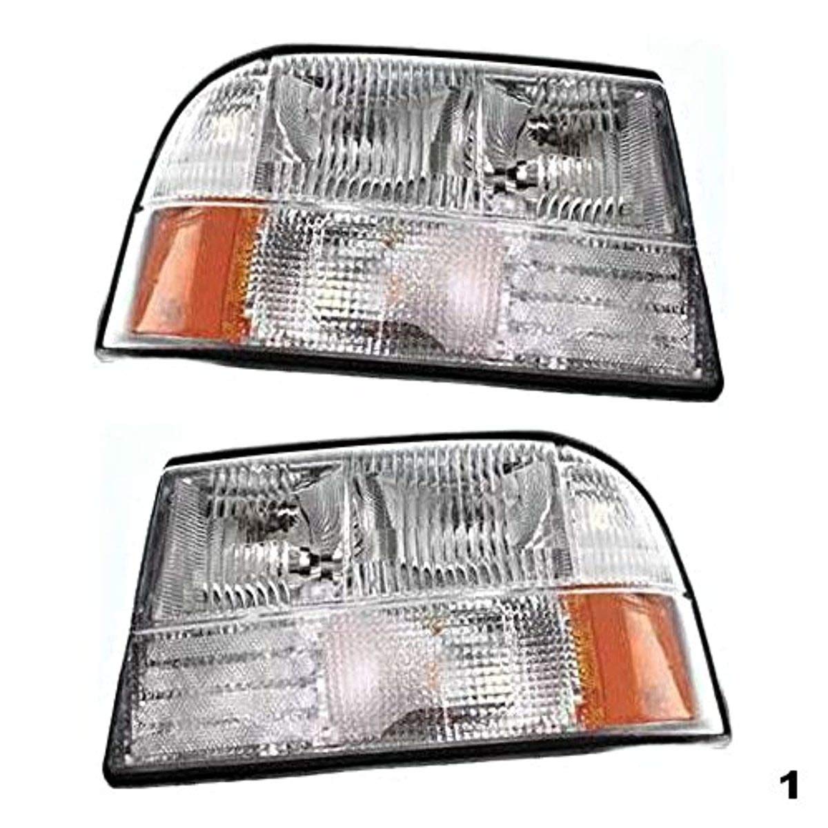 98-01 GMC Jimmy & Oldsmobile Bravada Headlight Assembly Pair - Left & Right Side Replacement Without Fog Lights - Perfect for Night Driving & Off-Road Adventures