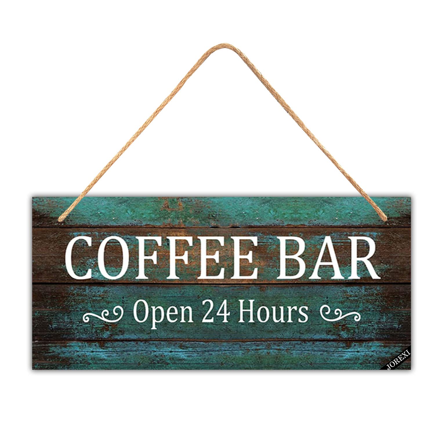 24/7 Coffee Bar Wooden Plaque - Rustic Farmhouse Wall Sign for Coffee Shop Decor (11.8x5.9 Inches) - Perfect for Café, Home Kitchen & Office Break Room