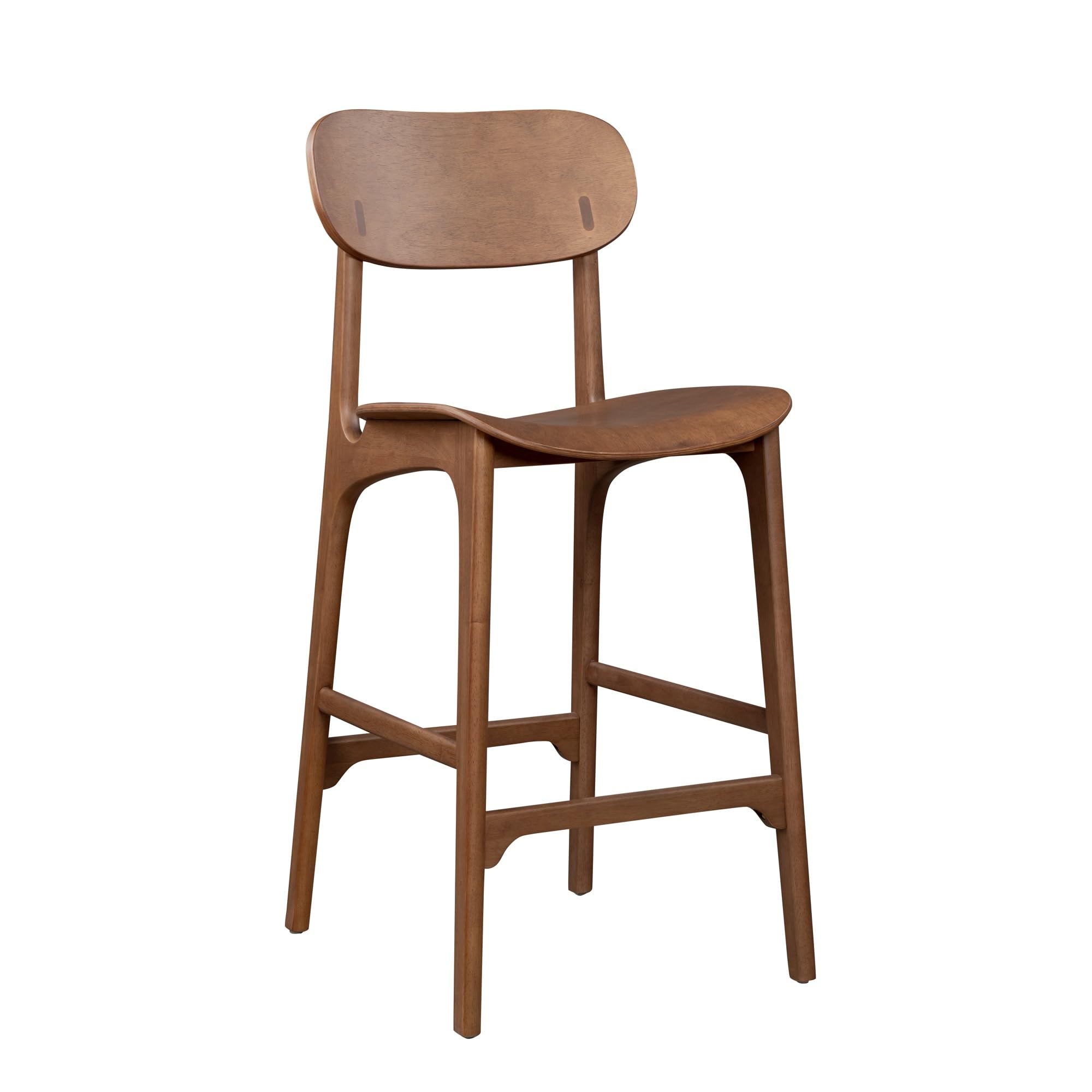 Solvang Wood Bar Stool with Brown Ale Finish - Rustic Pub Style Counter Height Stool for Kitchen Island, Home Bar & Breakfast Nook