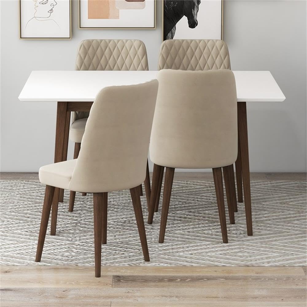 Mid Century Modern Kitchen Table and Chairs Set for 4 - Retro Dining Furniture for Small Spaces - Perfect for Breakfast Nooks, Apartments & Cozy Family Meals
