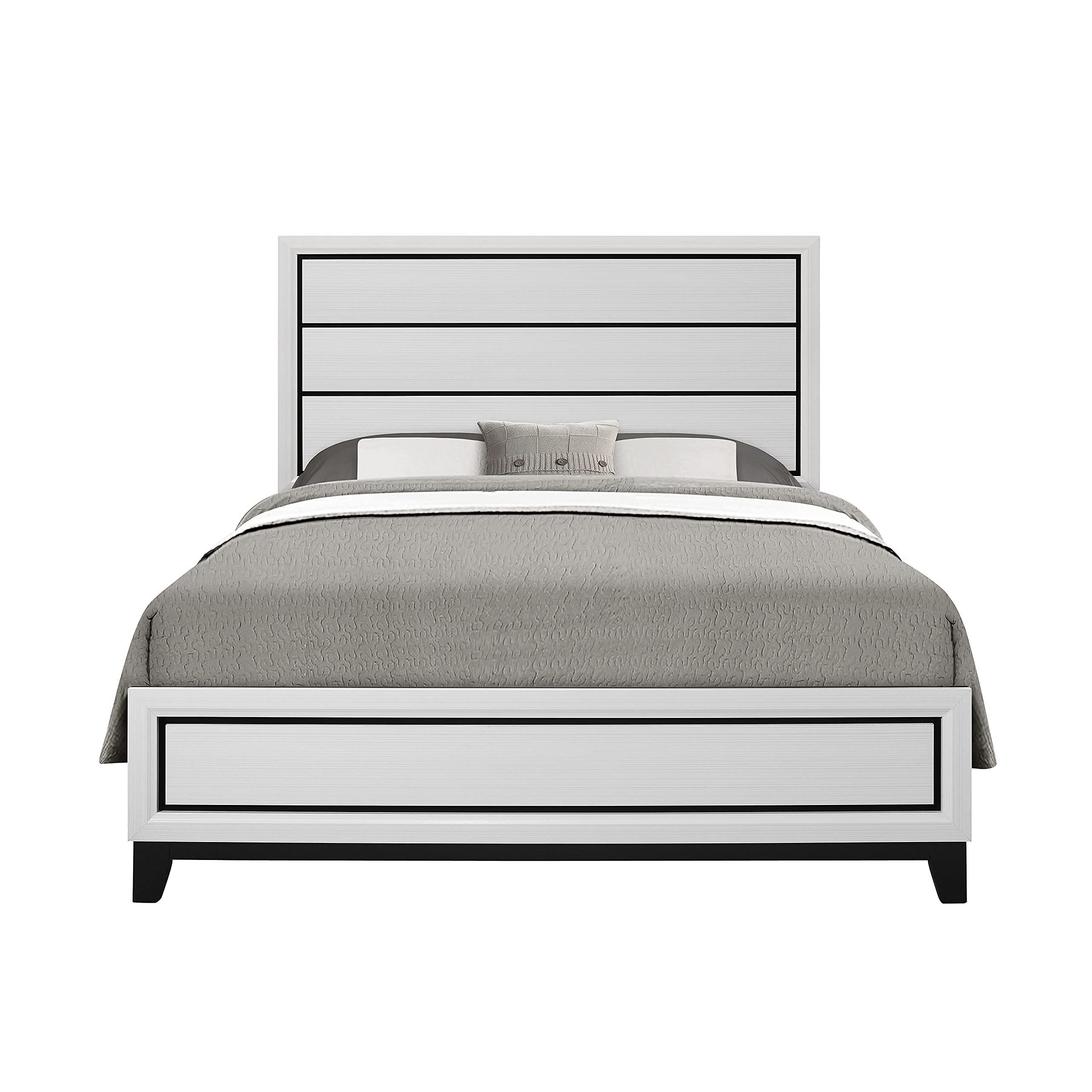 Kate White Queen Bed Frame - Modern & Stylish Bedroom Furniture by Global Furniture USA - Perfect for Master Bedrooms, Guest Rooms & Apartments