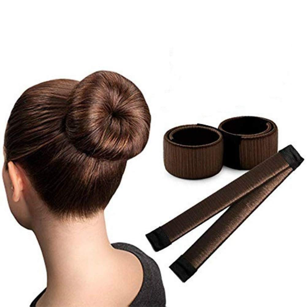 3 Pack Magic Bun Makers - Hair Donut for Perfect Buns - DIY Hair Styling Tool for Women & Girls - Ideal for Ballet, Wedding, Yoga, Dance & Party - Brown (Great for Updos, Formal Events & Everyday Hairstyles)