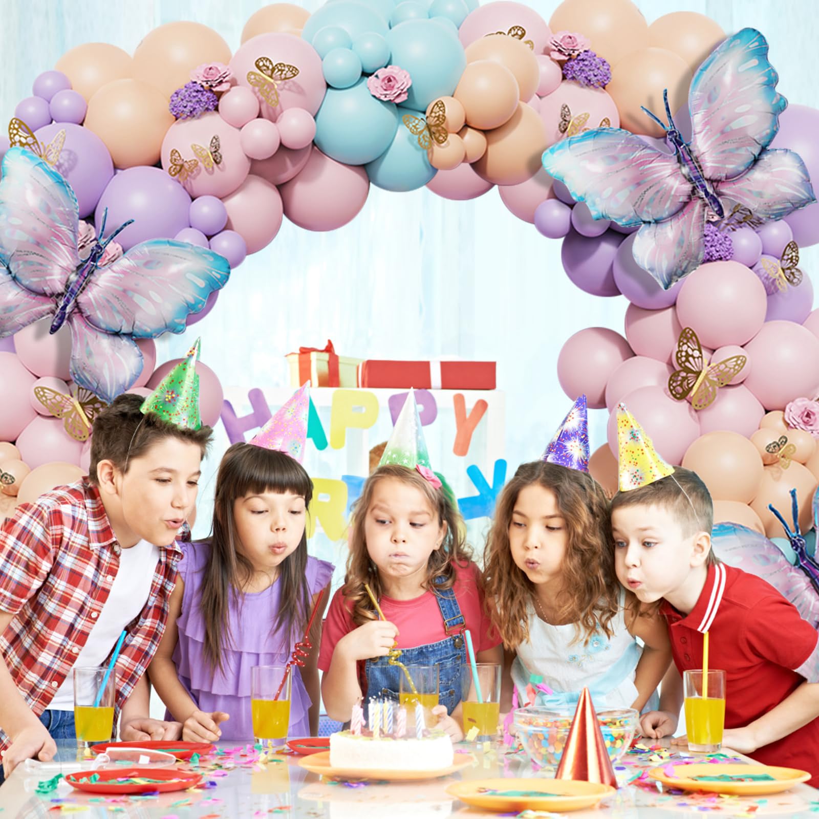 96-Piece Purple Butterfly Balloons Garland Kit - Baby Shower, Wedding & Anniversary Party Decorations | Elegant Butterfly-Themed Celebration Supplies for Birthday Parties & Special Events