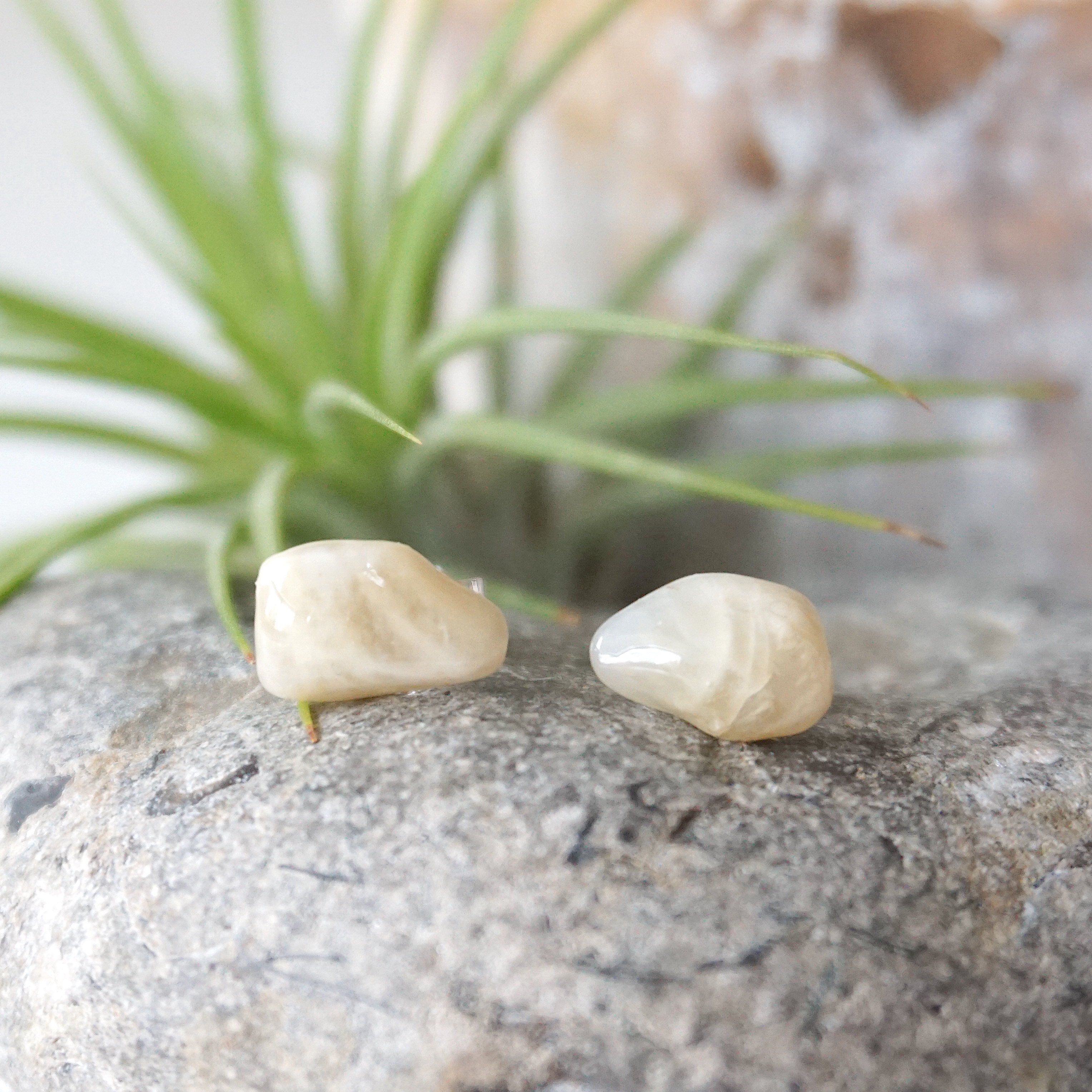 Moonstone Stud Earrings for Women - Hypoallergenic Sterling Silver Post Earrings for Everyday Wear & Special Occasions