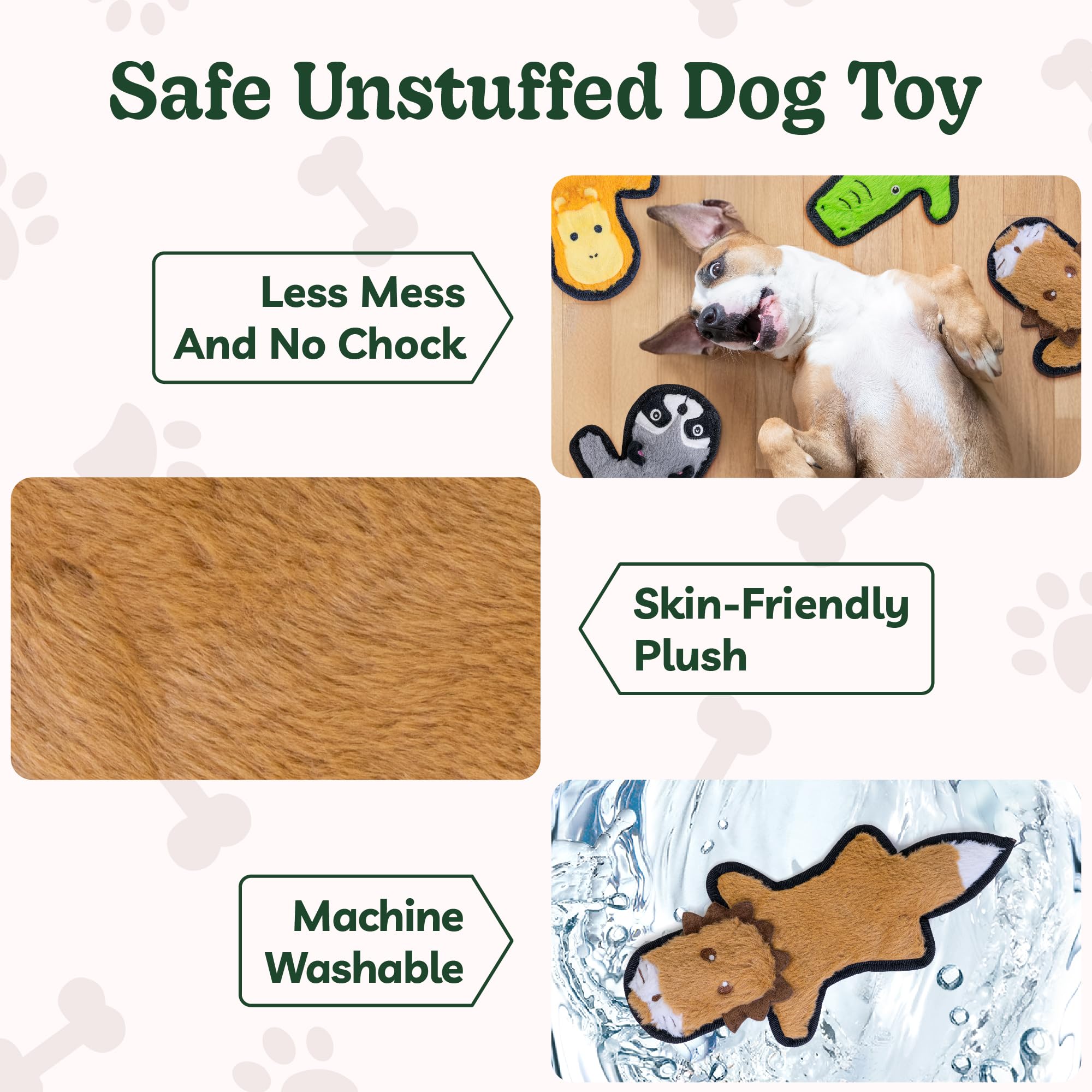SHARLOVY Durable No-Stuffing Dog Toys with Crinkle & Squeaky Sounds - 6-Layer Tough Chew Toys for Aggressive Chewers, Puppy Teething - Long-Lasting Plush Toys for Small, Medium & Large Breed Dogs - Perfect for Playtime, Training & Anxiety Relief