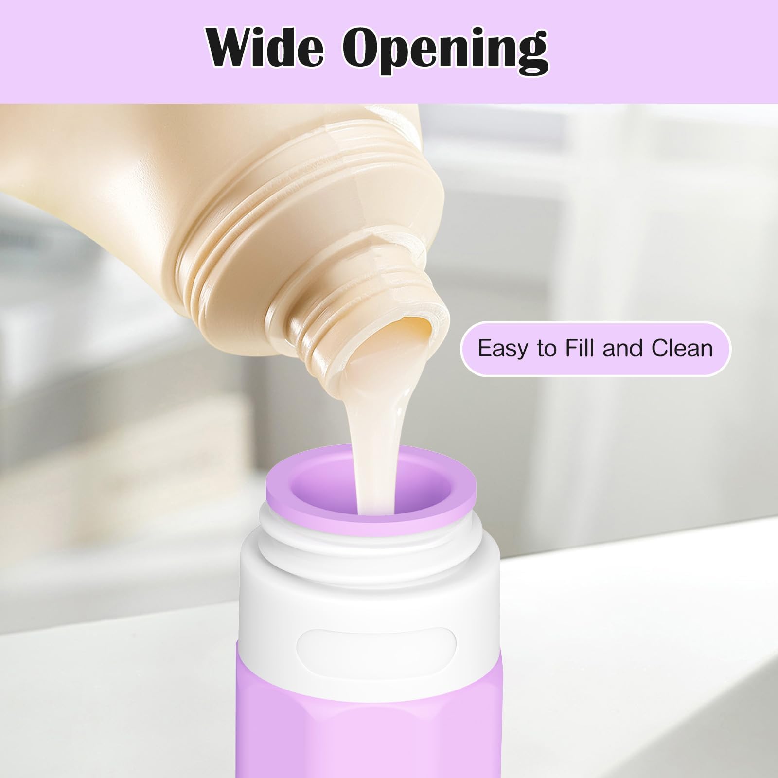 17PCS TSA Approved Travel Bottles for Toiletries - Leak Proof Silicone Containers Set for Shampoo, Conditioner, Lotion & Creams (Purple) | Perfect for Air Travel, Vacation & Gym Essentials