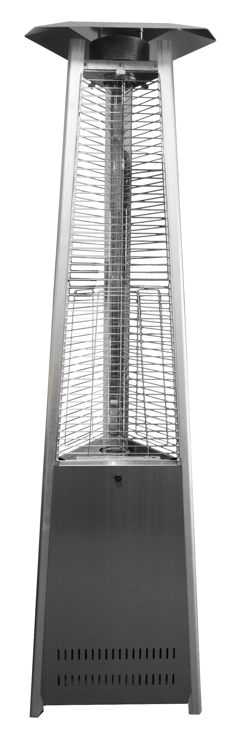 Commercial Glass Tube Propane Patio Heater with Wheels - Stainless Steel Outdoor Heater for Restaurants, Backyard, Deck & Garden Parties