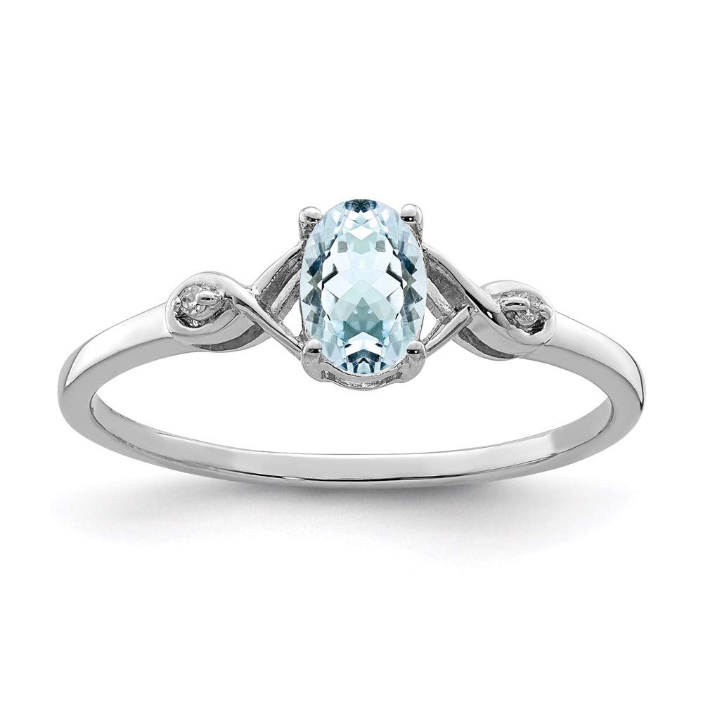 925 Sterling Silver Diamond & Oval Aquamarine Ring for Women - Elegant Fine Jewelry Gift for Her, Perfect for Anniversaries, Birthdays & Special Occasions
