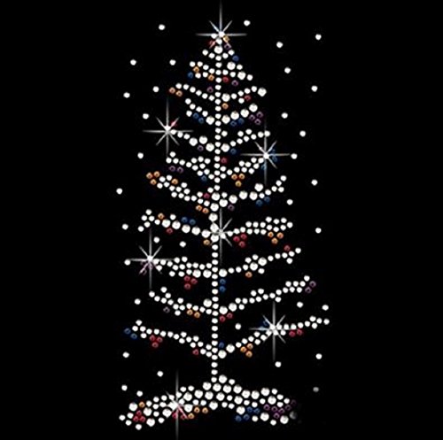 Christmas Tree Rhinestone Iron-On T-Shirt Design - Festive Holiday Apparel for DIY Custom Shirts & Gifts