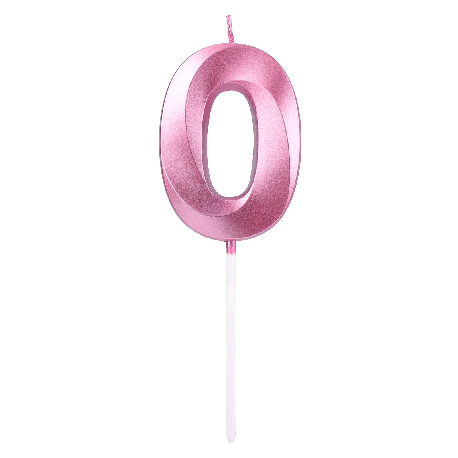 AIEX 2.76 Inch Large Number Birthday Candles - 3D Cake Topper Decorations for Anniversary, Graduation & Special Events (Pink, Number 0) - Perfect for Birthday Cakes, Cupcakes and Celebration Desserts