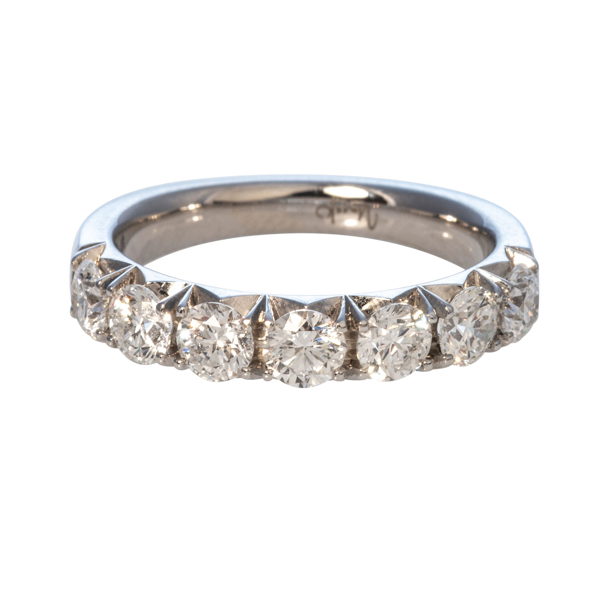 1.5ctw Diamond 7 Stone 14K White Gold Halfway Eternity Band Ring for Women - Perfect for Anniversary, Wedding & Special Occasion Gifts