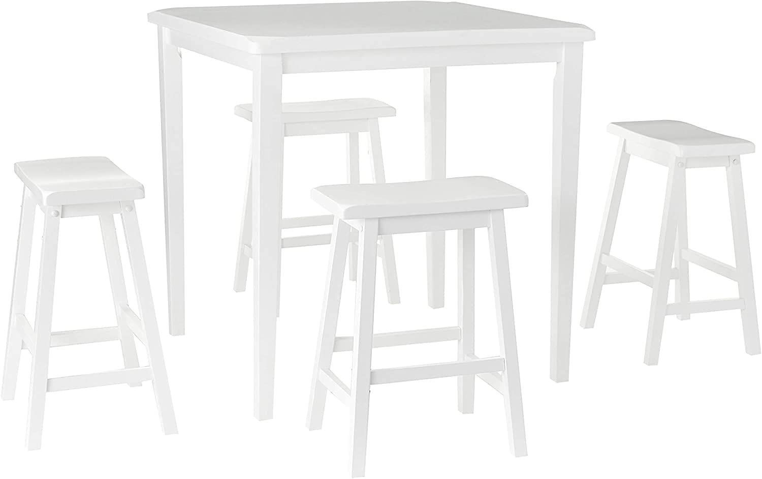 BOWERY HILL 5-Piece White Modern Counter Height Dining Table Set - Perfect for Small Kitchens, Breakfast Nooks & Contemporary Dining Rooms