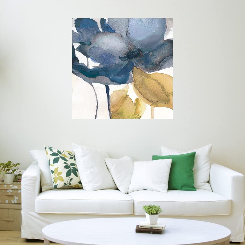 Botanical Wall Art Canvas - Blue Note II Plant Pictures for Bathroom & Bedroom Decor | 22x22 Inch Floral Canvas Artwork by Carol Robinson | Perfect for Home, Office & Spa Decor