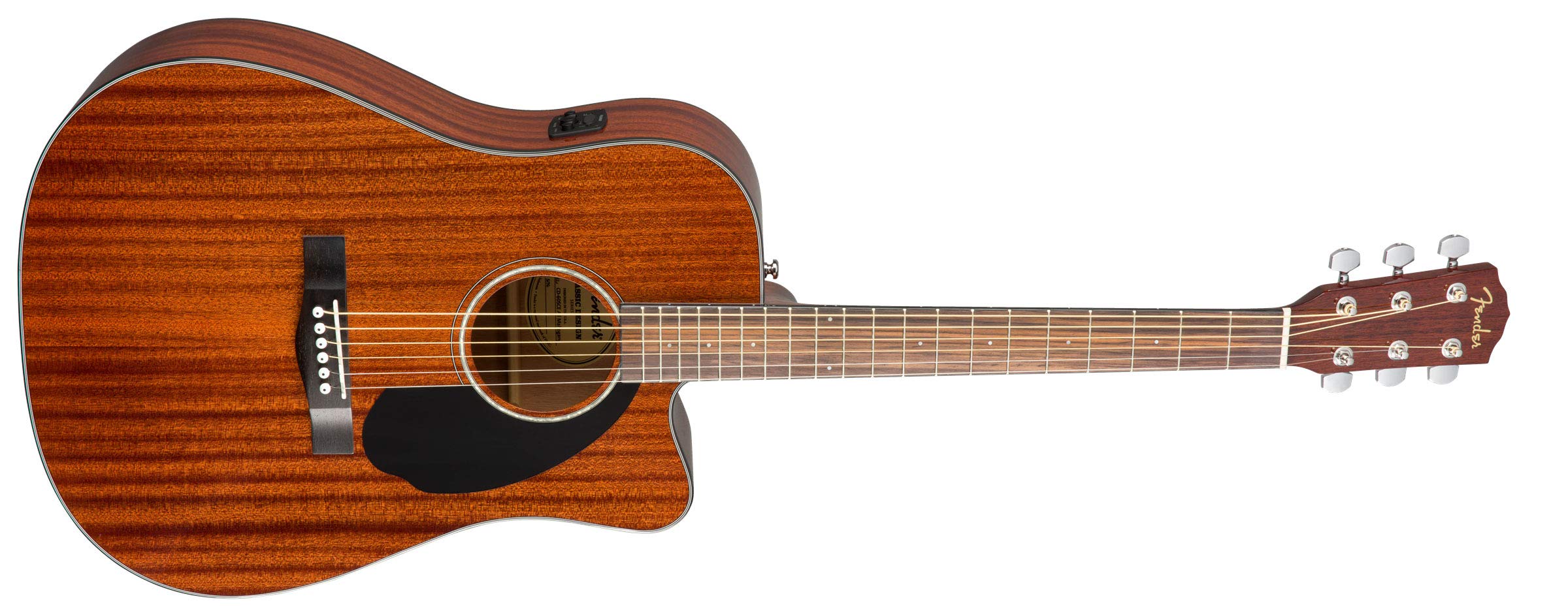 Fender CD-60SCE All Mahogany Solid Top Acoustic-Electric Guitar Bundle with Hard Case, Tuner, Strap & Accessories | Perfect for Beginners, Live Performances & Home Recording