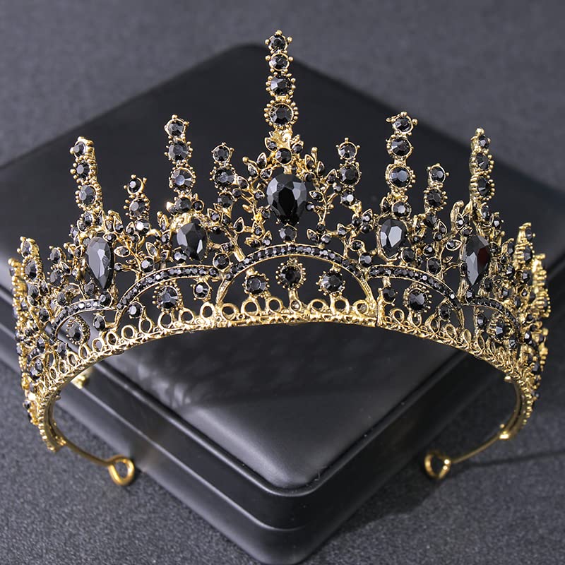 Vintage Baroque Crystal Rhinestone Tiara Crown for Women - Elegant Bridal Wedding Hair Jewelry Diadem Accessory (Black Metal) | Perfect for Brides, Princess Parties, Prom, and Special Occasions