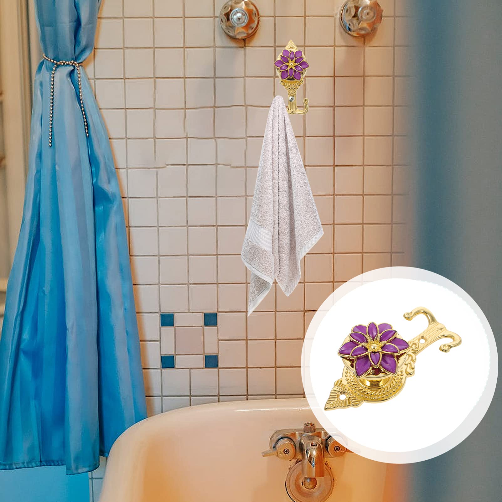 2-Pack Flower Shaped Wall Hooks - Decorative Double Hooks for Curtains, Coats & Home Organization - Durable Household Hanging Hooks for Bedroom, Bathroom, Living Room & Entryway Storage Solutions