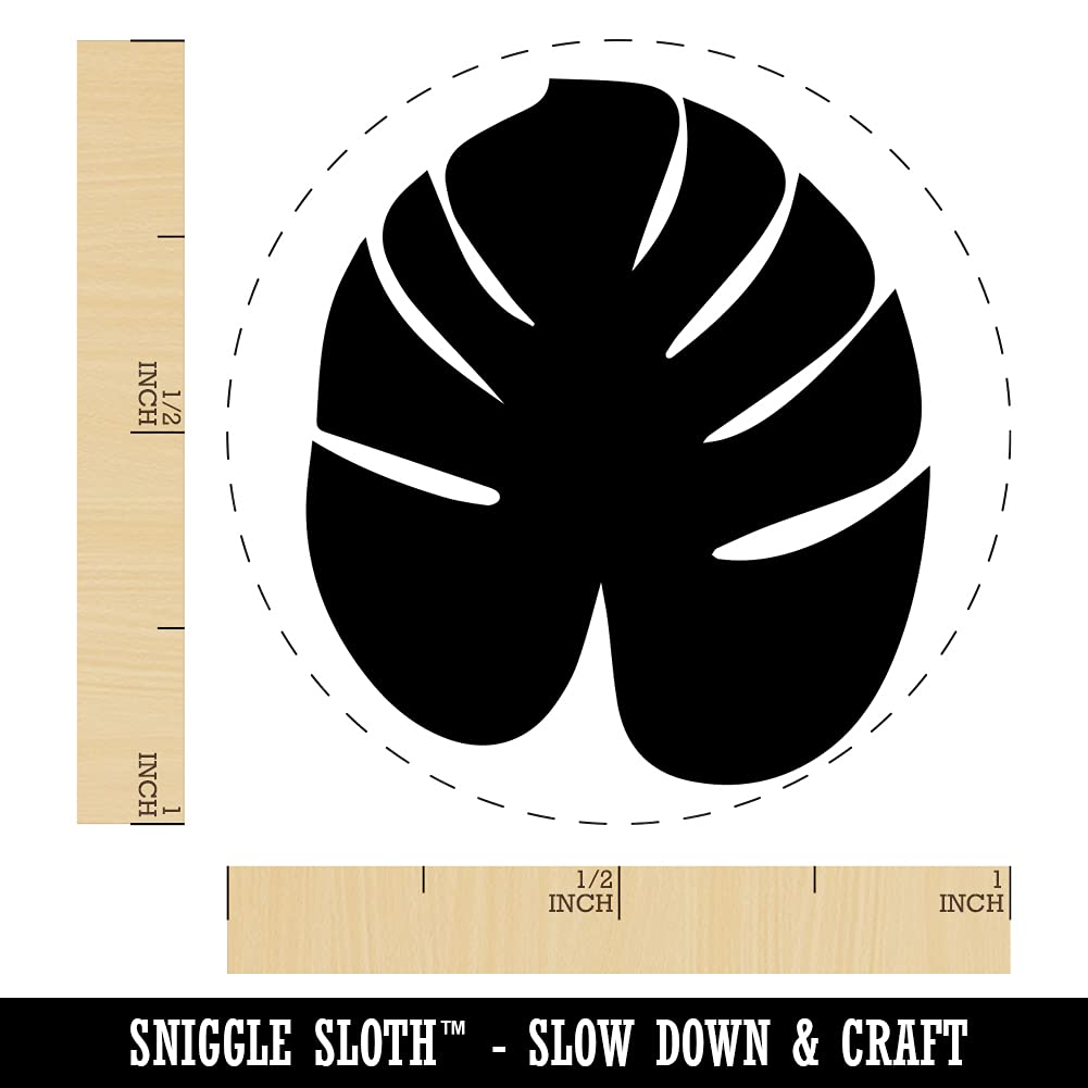 1 Inch Medium Palm Leaf Tropical Self-Inking Rubber Stamp with Red Ink for Crafting, Scrapbooking, Planners & DIY Projects - Perfect for Tropical Theme Invitations, Journals and Stationery