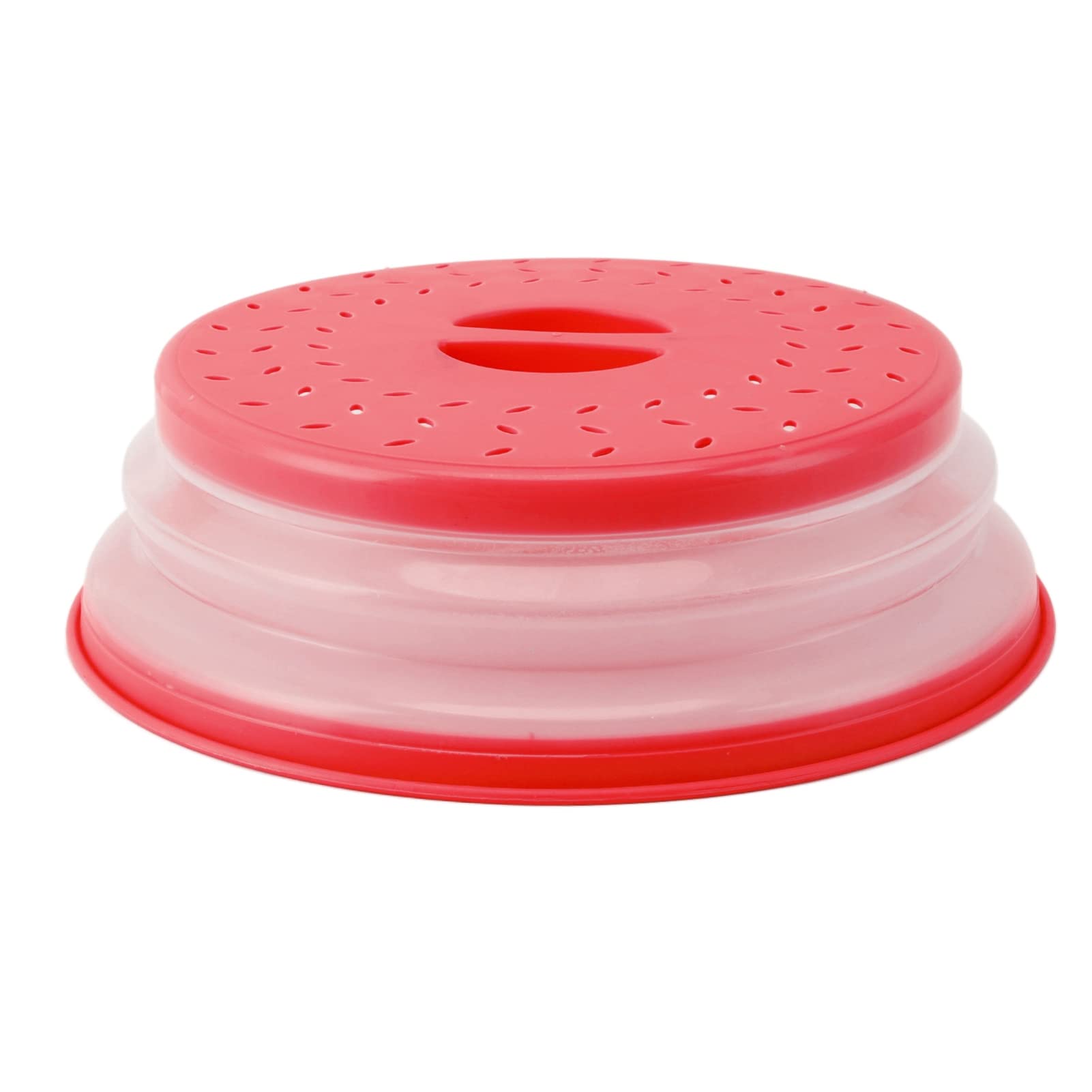 Vented Collapsible Microwave Plate Cover - Splatter Guard for Food Heating & Freshing - Red Microwave Splatter Lid - Perfect for Reheating Meals, Preventing Mess & Keeping Food Fresh