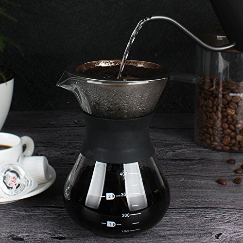 Yosoo 400ml Manual Drip Coffee Maker with Stainless Steel Filter for Home Brewing