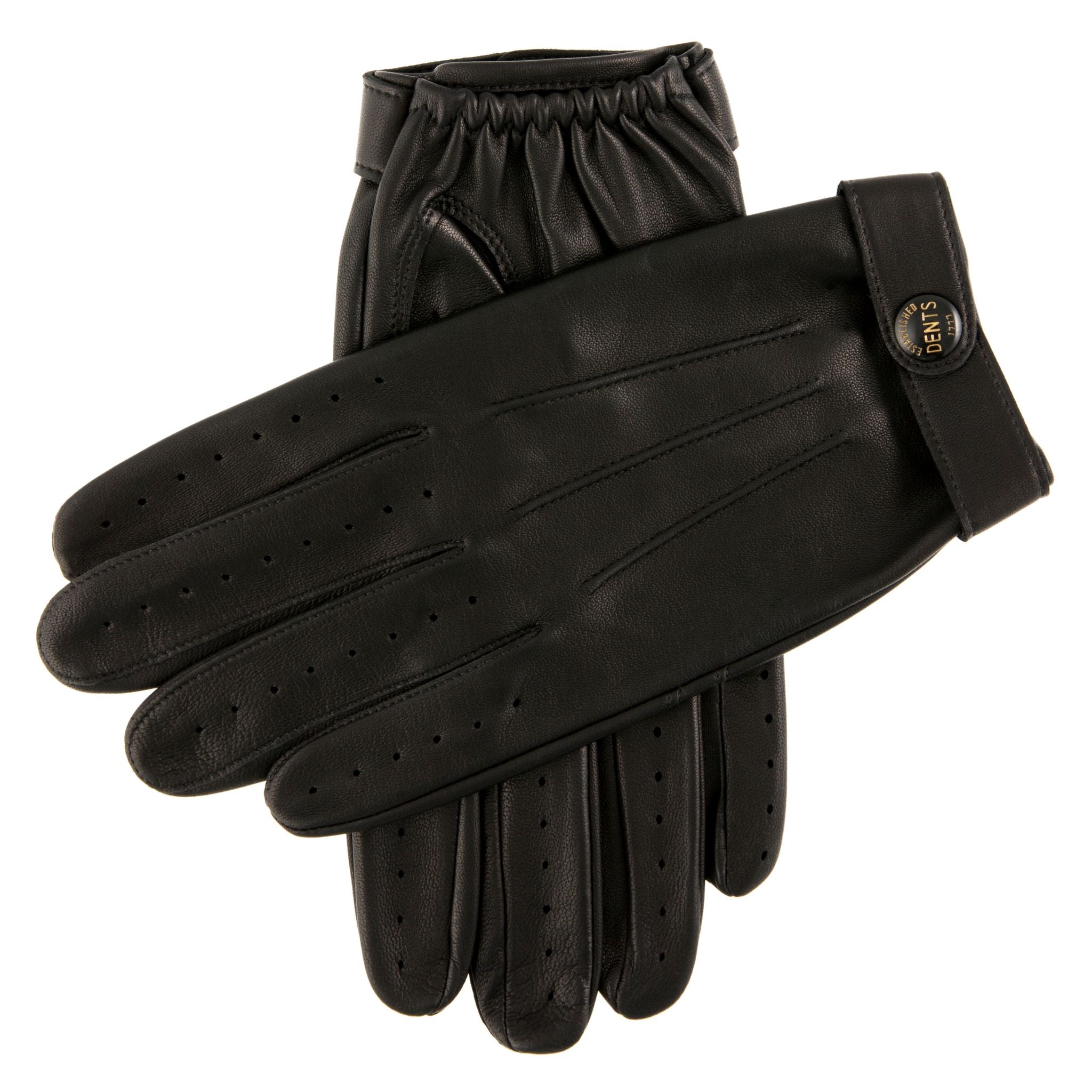 Premium DENTS Fleming Leather Driving Gloves for Men & Women - Black | Luxury Touchscreen Compatible Gloves for Driving, Fashion & Winter Warmth
