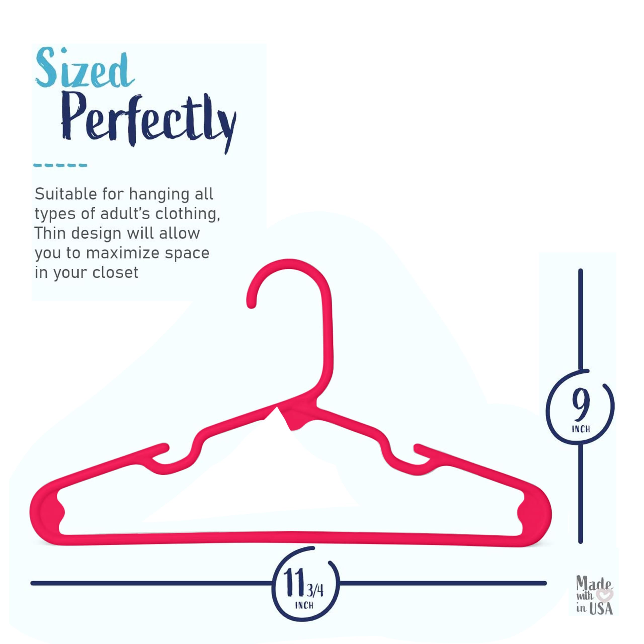 60 Premium Heavy Duty Kids Hangers - USA Made Durable Tubular Baby Hangers, Value Pack (Hot Pink) - Perfect for Nursery Closet Organization & Toddler Clothing Storage