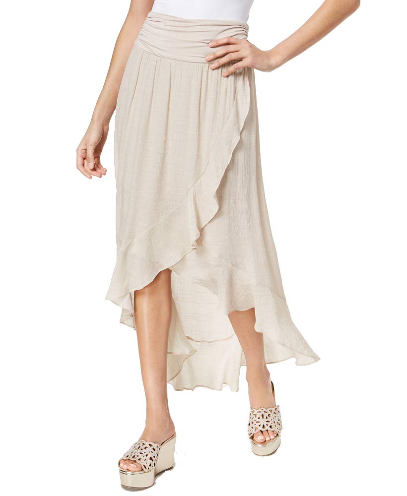 Thalia Sodi Women's Ruffled High-Low Maxi Skirt - Flowy Boho Summer Beach Dress for Vacation, Party & Casual Wear