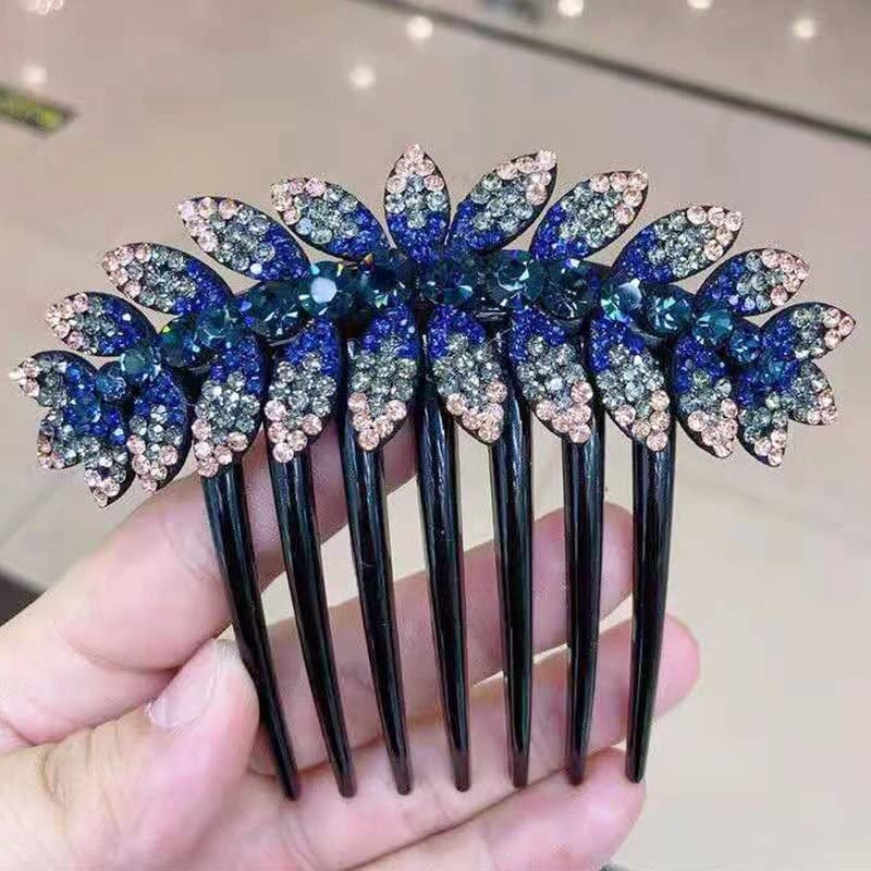 1PC Fashion Rhinestone Hair Comb for Women - Elegant Blue Hairpin Headwear Accessory for Weddings, Parties & Special Events