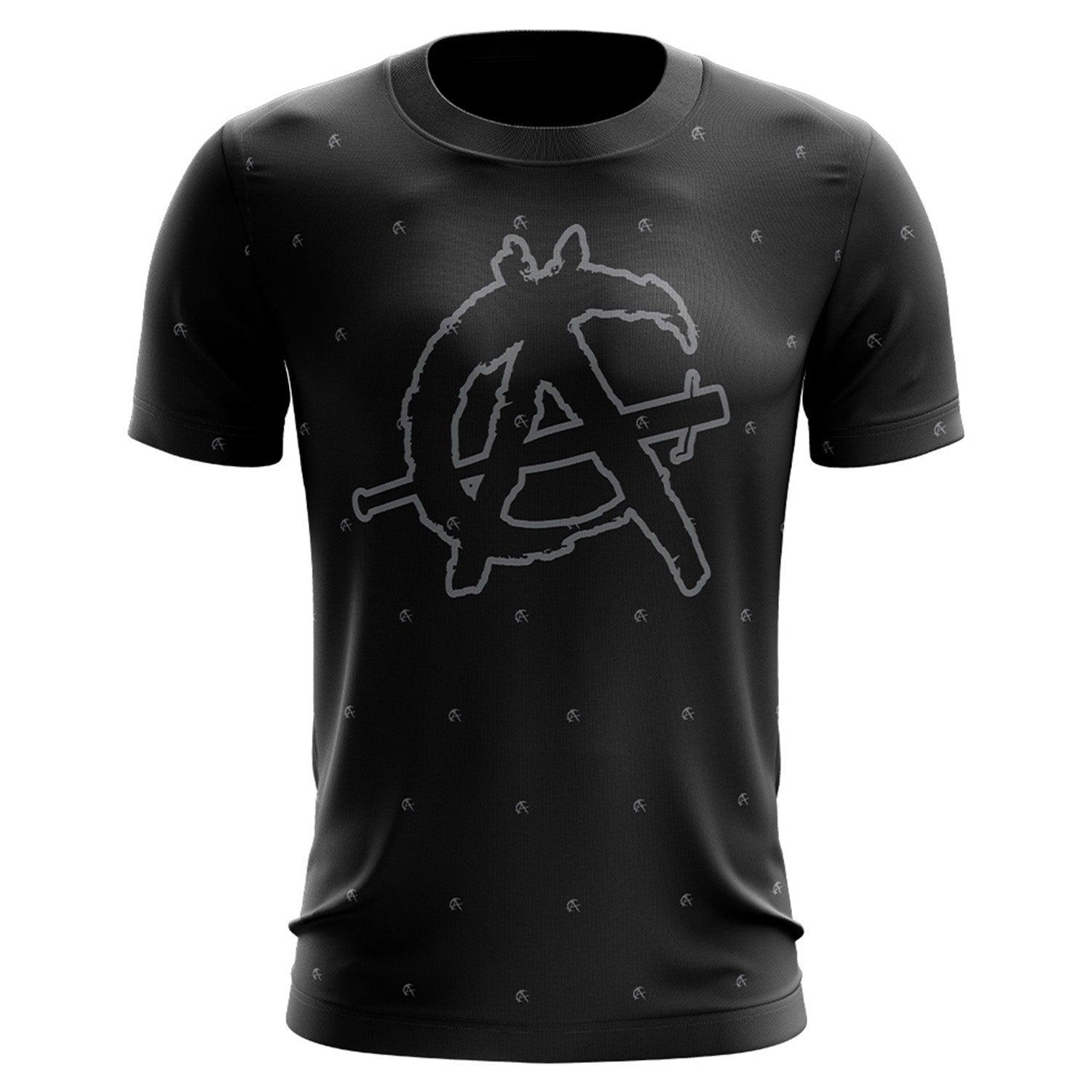 Anarchy Bat Company Short Sleeve T-Shirt - Small Logo Repeat (Black/White) - Casual Streetwear for Men & Women - Perfect for Concerts, Skateboarding & Urban Fashion