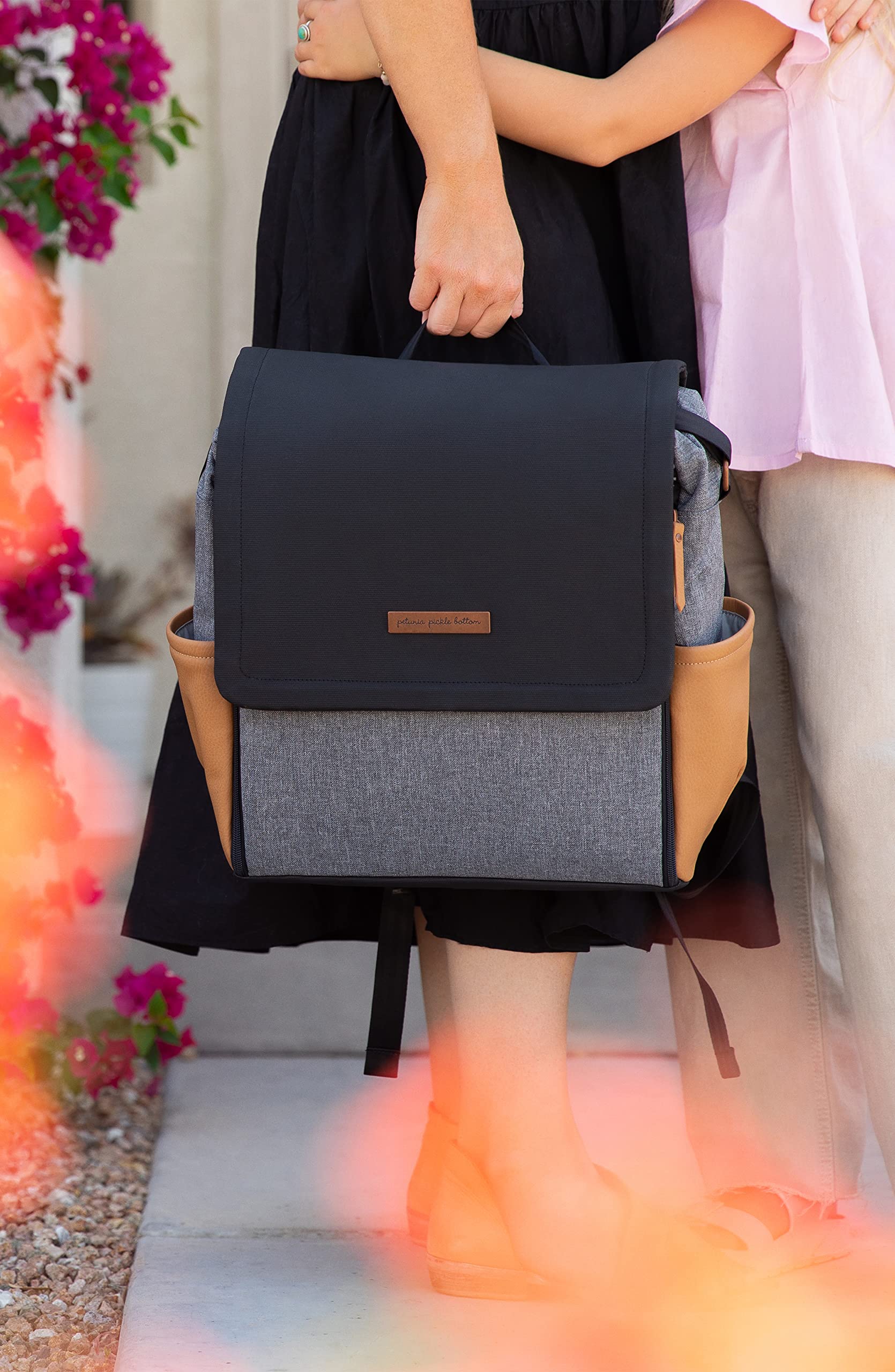 Petunia Pickle Bottom Boxy Backpack Diaper Bag - Stylish & Spacious Baby Backpack for Moms & Dads | Waterproof Travel & Everyday Use | Perfect for Daycare, Outings & Work Commute | Camel/Graphite
