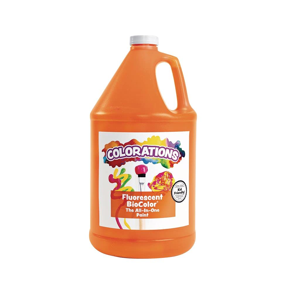 BioColor FGBIOOR Fluorescent Orange Paint - 1 Gallon | High-Visibility Safety & Artistic Projects for Walls, Signs & DIY Crafts