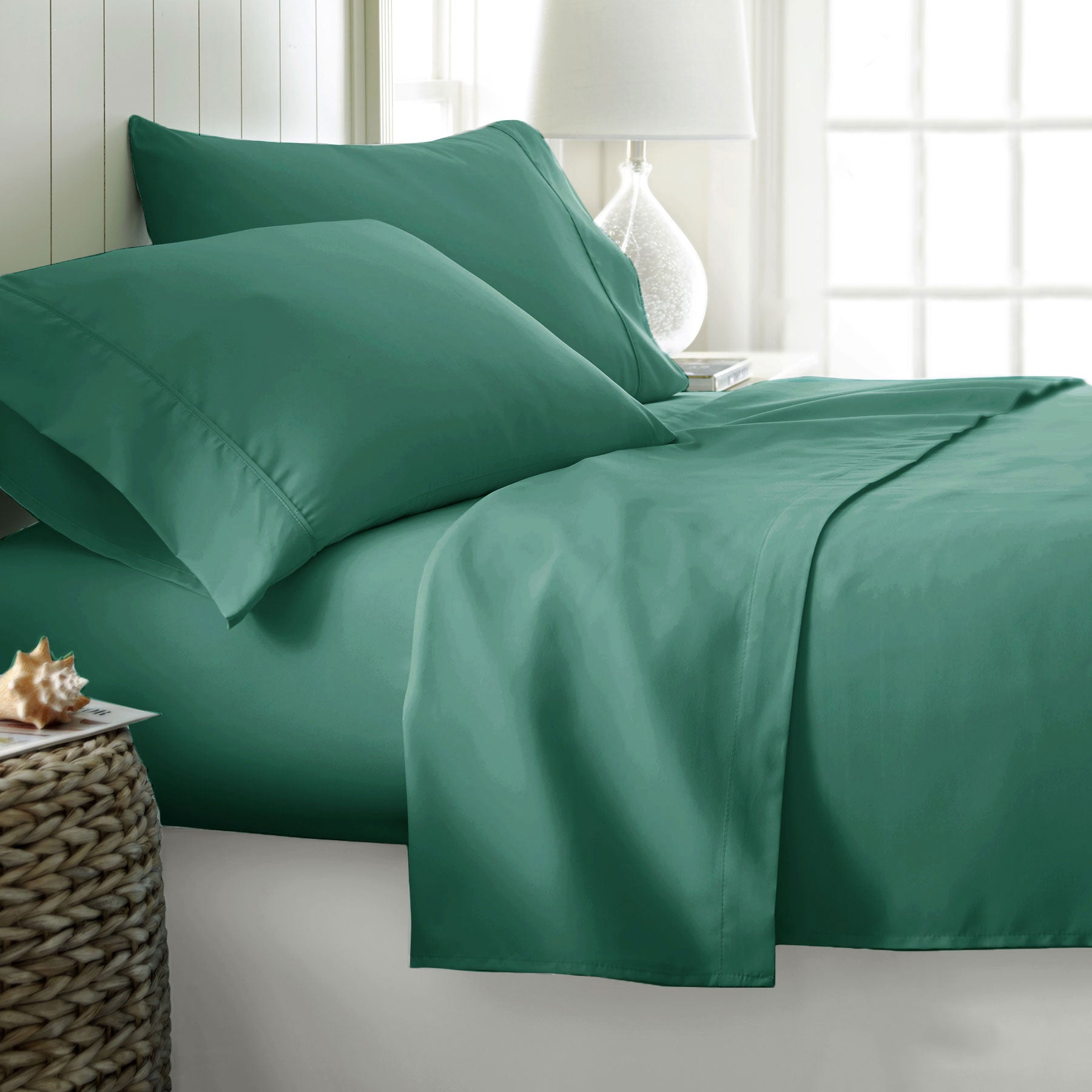 400 Thread Count Cotton Sateen Sheet Set - King Size, Teal Color - Luxury Bedding for Hotel Style Comfort at Home