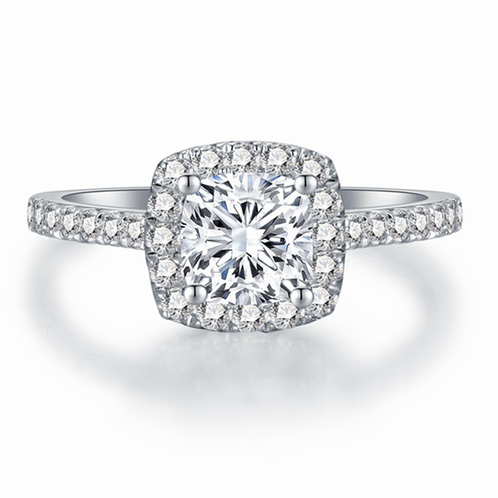 1.25ct Cushion Cut Halo Moissanite Engagement Ring for Women - 10K White Gold Wedding Band, Anniversary Gift for Her - Perfect for Proposals, Bridal Jewelry & Special Occasions