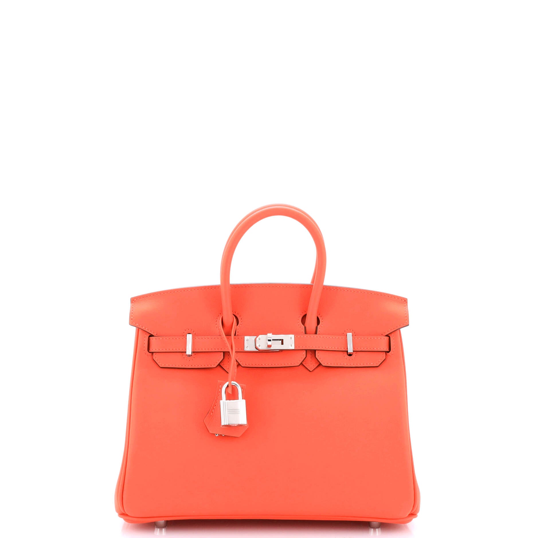 Authentic Hermès Birkin 25 Handbag in Orange Swift Leather with Palladium Hardware - Luxury Designer Tote for Women, Perfect for Work, Travel & Special Occasions
