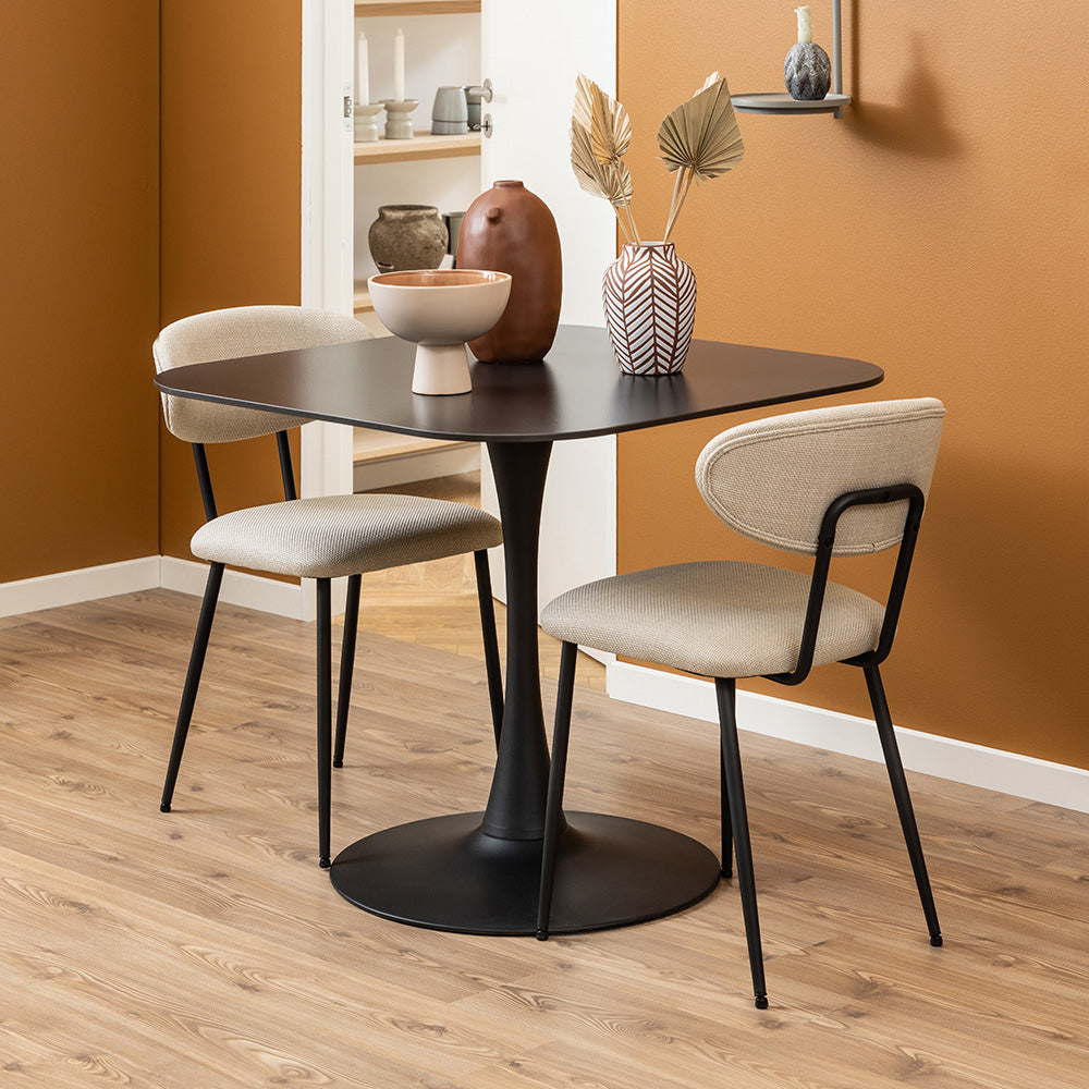 Denise Dining Chair - Modern Beige & Black Upholstered Chair for Kitchen, Dining Room, or Office - Comfortable & Stylish Seating Solution for Home Decor