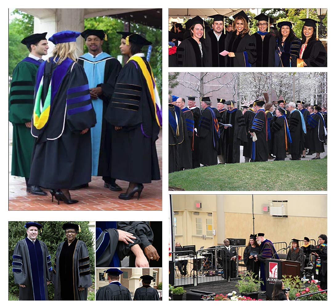 Premium Doctoral Graduation Gown with Velvet Trim - PhD Graduation Robe for Academic Ceremonies, Commencement & Formal Events