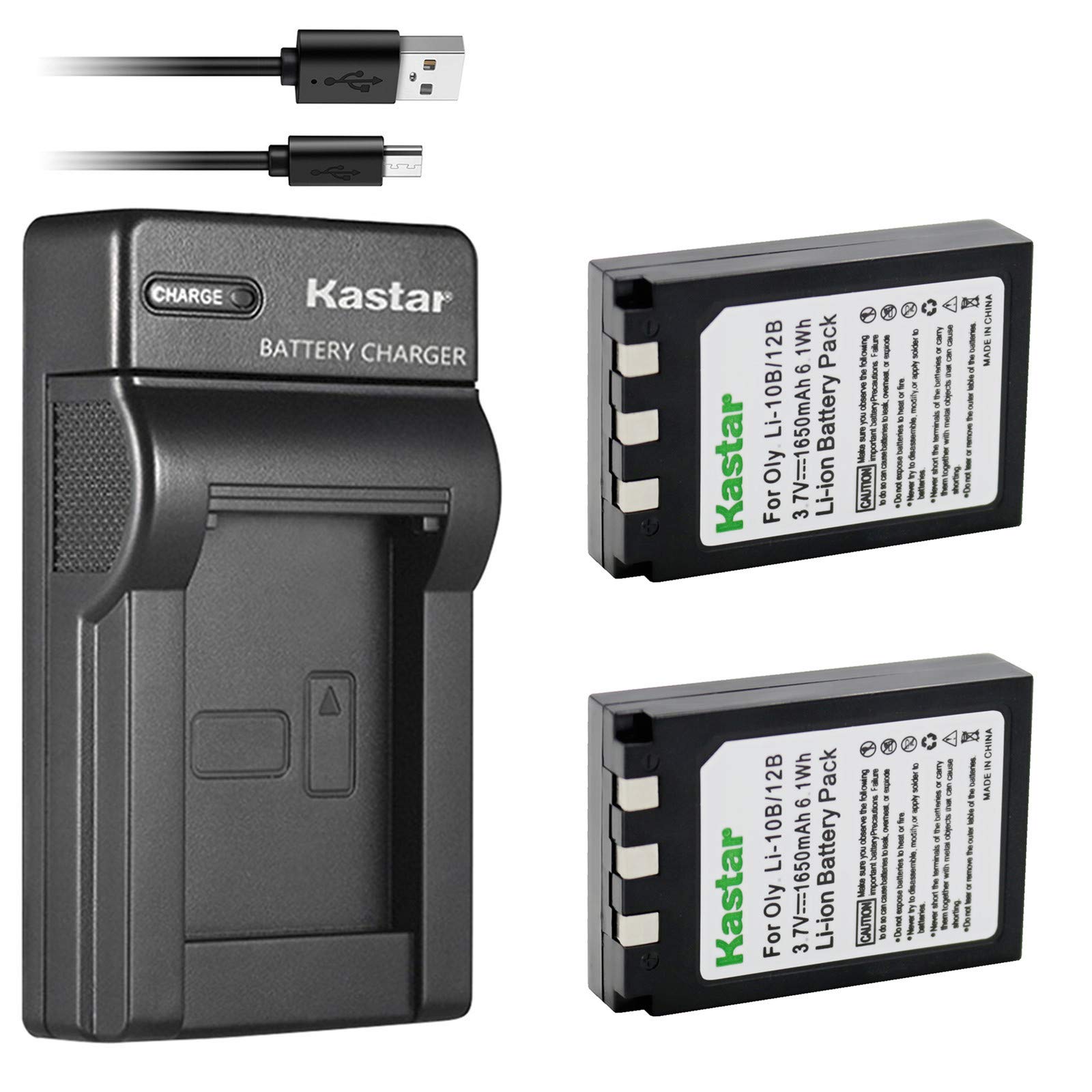 Kastar 2-Pack Replacement Battery & USB Charger for Olympus LI-10B LI-12B & Stylus 300-800 Series Cameras - Compatible with Olympus Camedia, Sanyo Xacti - Perfect for Travel Photography & Backup Power