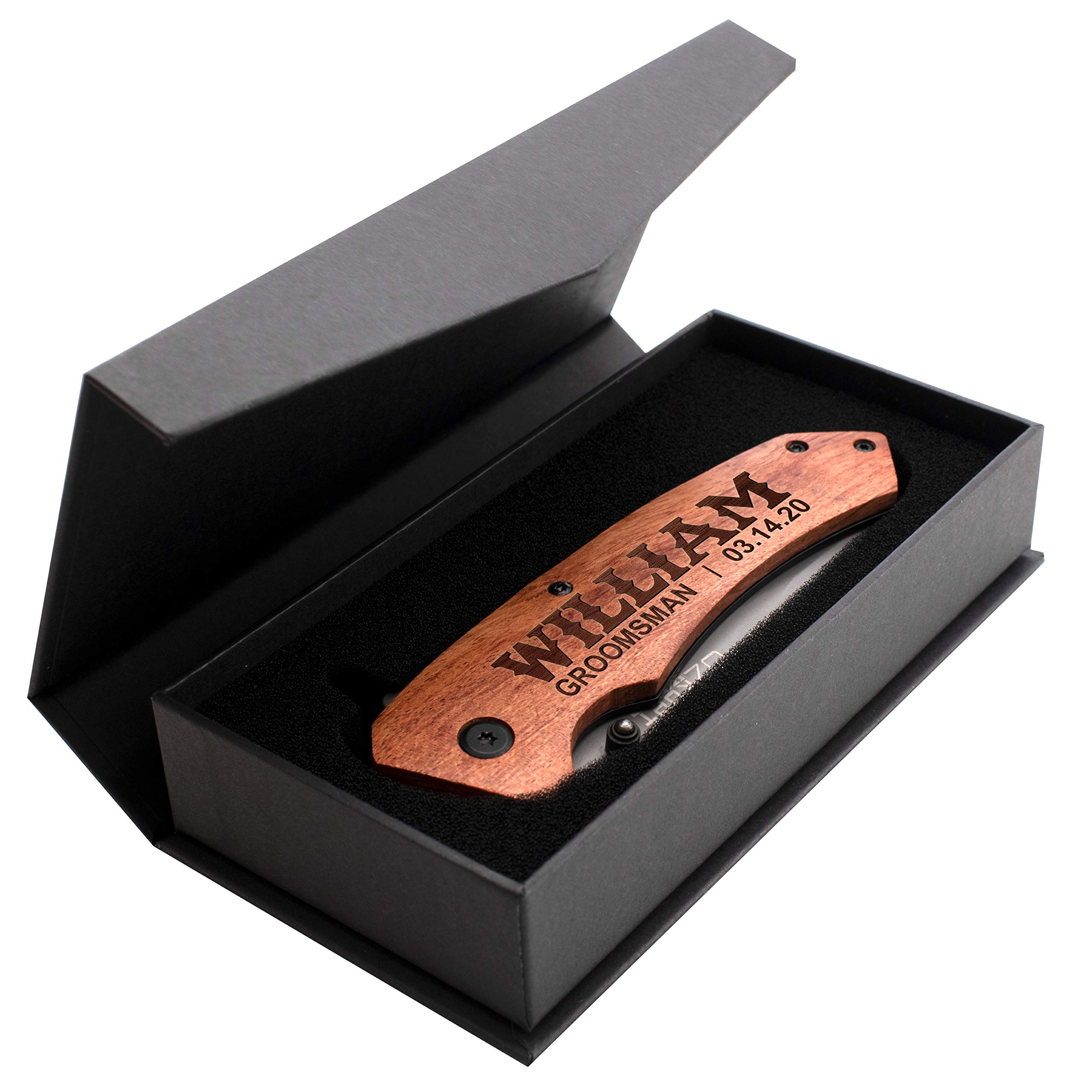 Personalized Groomsmen Gifts Set of 6 - Engraved Pocket Knife with Clip for Wedding Party | Custom Men's Gifts for Best Man, Ushers & Groomsmen | Perfect for Bachelor Party, Wedding Favors & Special Occasions