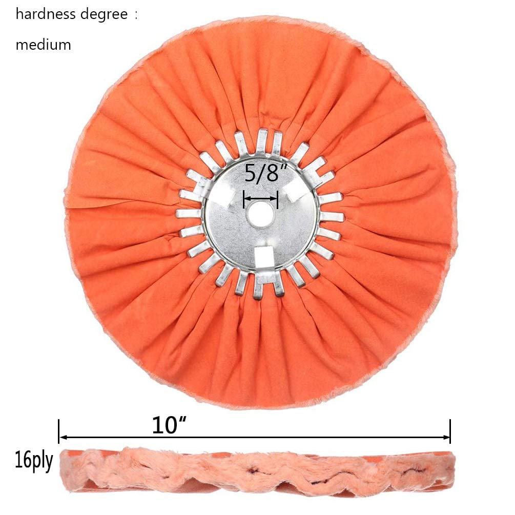 FANXIANG 10-Inch Orange Airway Buffing Wheel for Angle Grinder - 5/8-Inch Arbor Hole, 16-Ply Medium Aluminum Oxide Abrasive Wheel (2-Pack) - Perfect for Metal Polishing, Wood Sanding & Surface Finishing