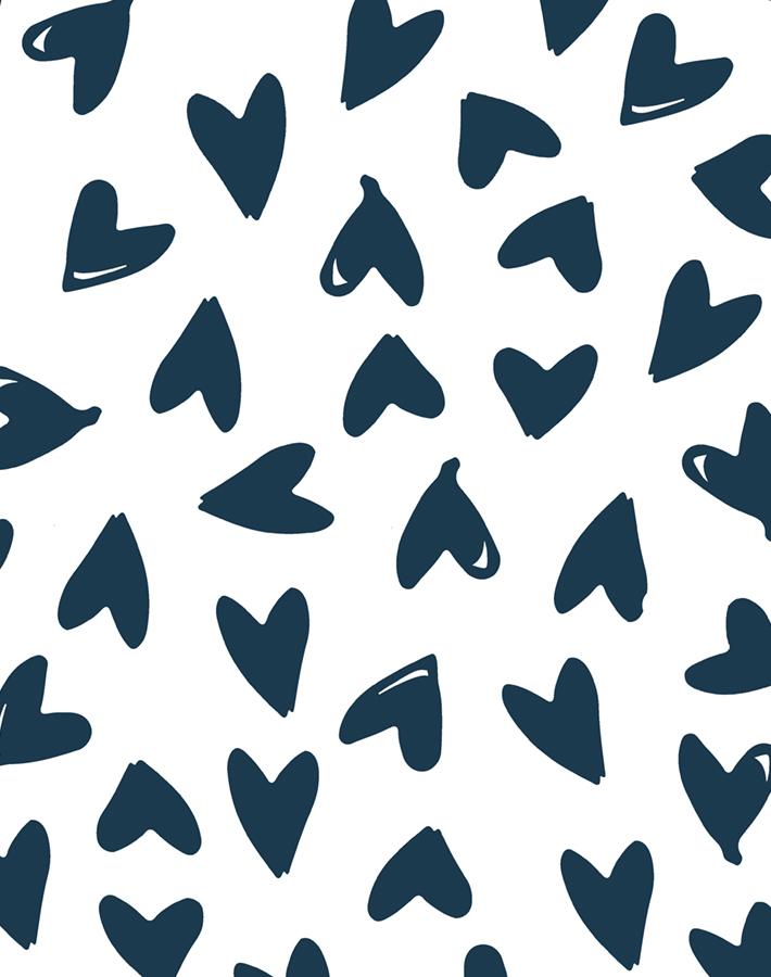 Hearts Wallpaper by Sugar Paper - Navy on White Peel & Stick Wallpaper for Nursery, Bedroom, and Home Decor