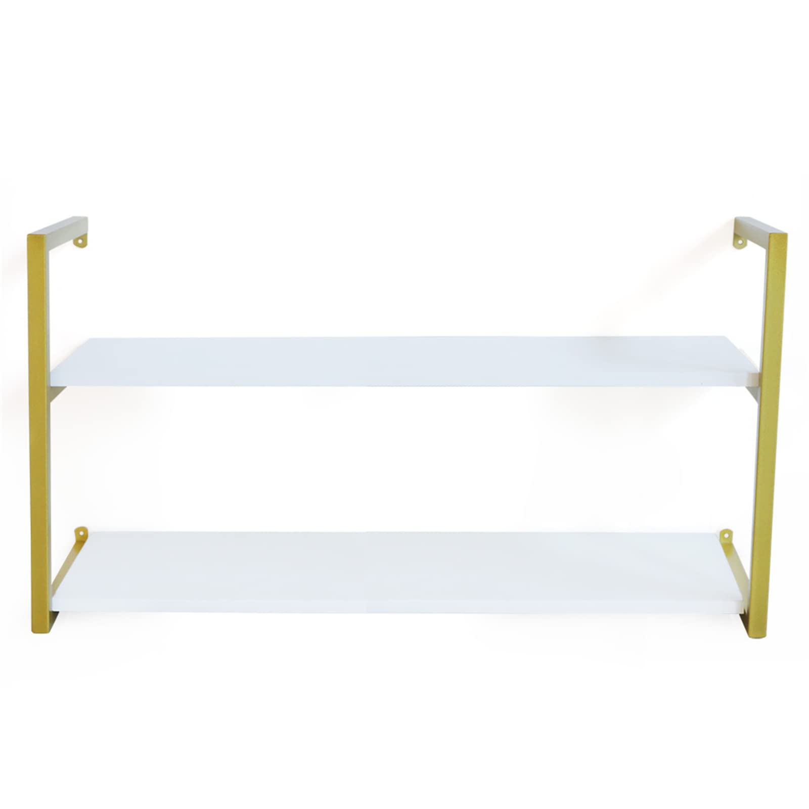 Eapmic 2-Tier 36 Inch Floating Wall Shelves - Rustic Wood Wall Mounted Storage Shelves with Metal Brackets for Living Room, Office, Bedroom - DIY Bookshelf Decor for Home & Office Organization (Gold)