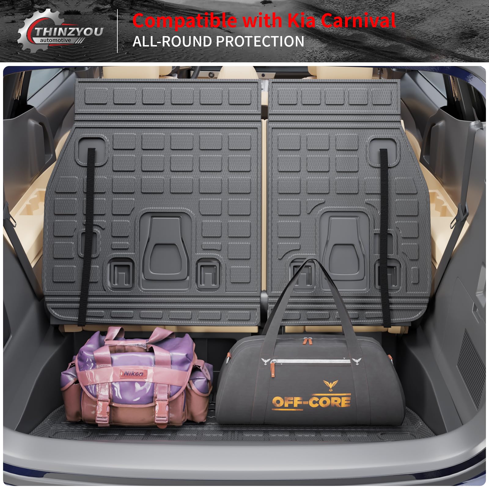 2022-2025 Kia Carnival All-Weather TPE Cargo Mat Trunk Liner - Heavy Duty Back Seat Protector | Perfect for Road Trips, Grocery Hauling & Pet Transport