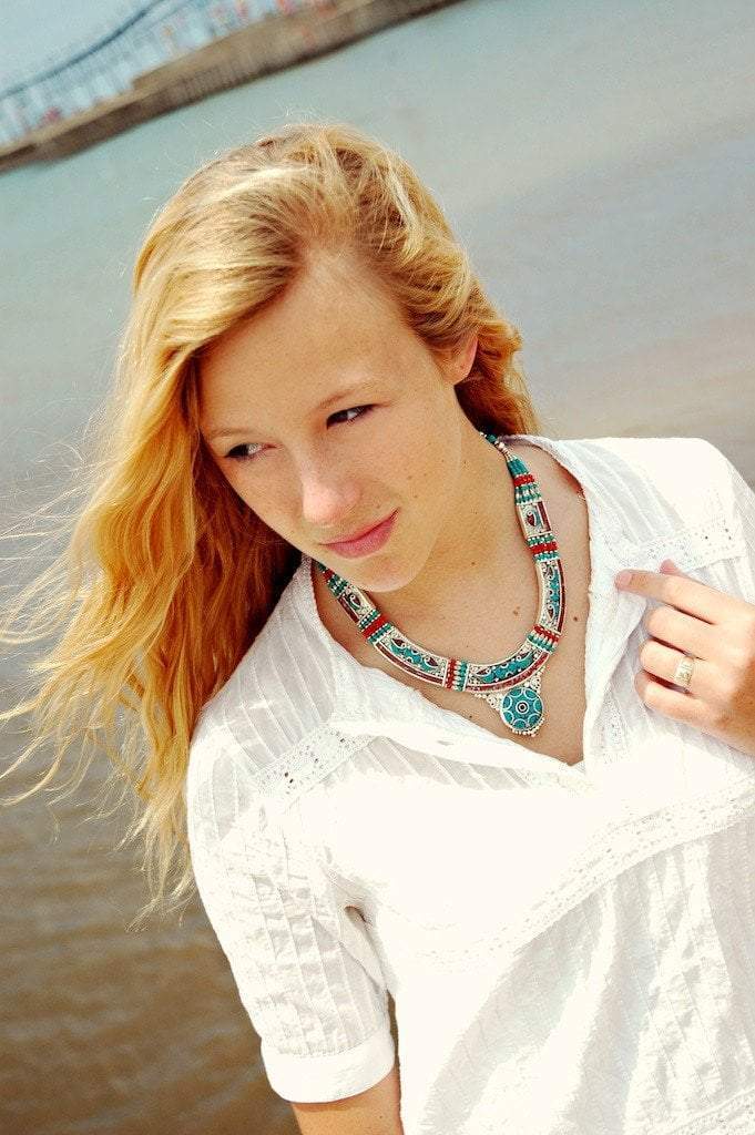 Tibetan Statement Necklace - Handmade Boho Jewelry for Women, Unique Ethnic Beaded Necklace for Festivals, Weddings & Special Occasions
