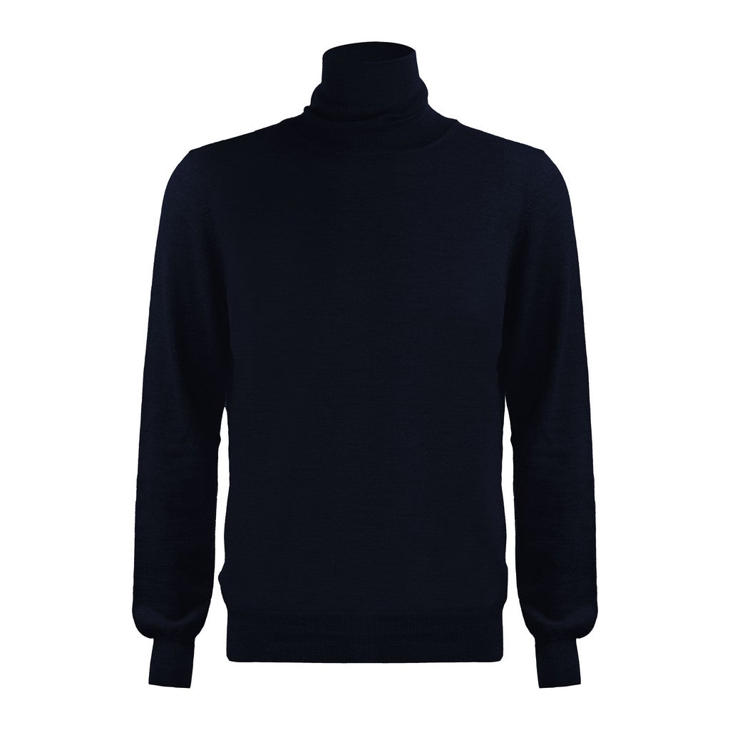 Premium GRAN SASSO Merino Wool Turtleneck Sweater for Men & Women - Navy Blue Winter Knitwear - Cozy & Warm for Office, Travel & Outdoor Activities