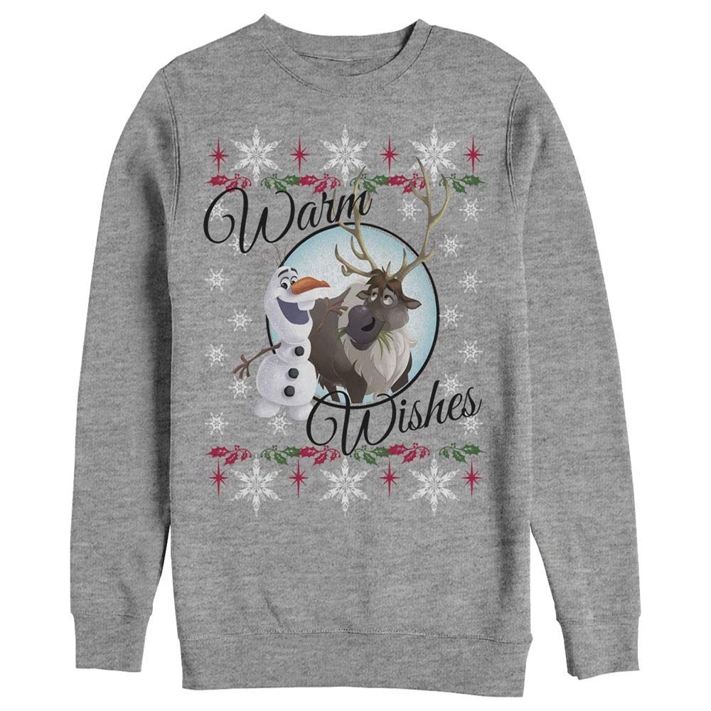 Fifth Sun Women's Frozen Christmas Warm Wishes Sweatshirt | Cozy Holiday Pullover | Perfect for Christmas Parties & Winter Gatherings