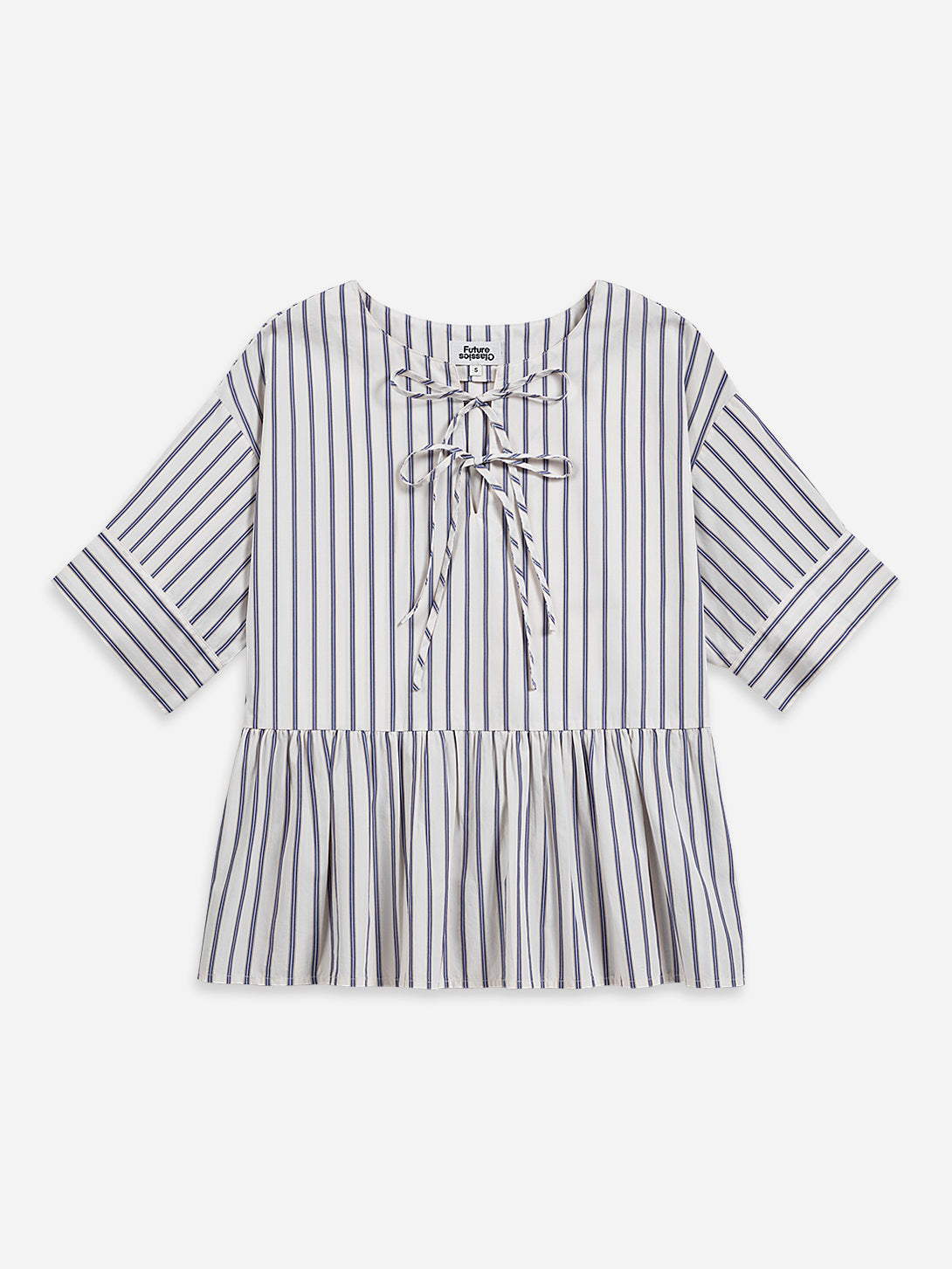 Elegant Stripe Gathered Blouse for Women - Trendy Ruffled Long Sleeve Shirt - Perfect for Office, Date Night & Casual Outings